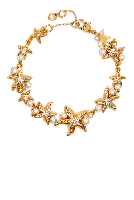 Sea Star Bracelet, Metal, Faux Pearl & Cubic Zirconia